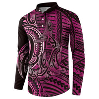 New Zealand Hammerhead Shark Button Sweatshirt Maori Haehae Mangopare Pink LT14 - Polynesian Pride