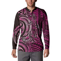 New Zealand Hammerhead Shark Button Sweatshirt Maori Haehae Mangopare Pink LT14 - Polynesian Pride
