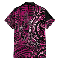 New Zealand Hammerhead Shark Family Matching Short Sleeve Bodycon Dress and Hawaiian Shirt Maori Haehae Mangopare Pink - Polynesian Pride