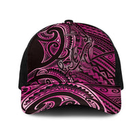 New Zealand Hammerhead Shark Mesh Trucker Cap Maori Haehae Mangopare Pink LT14 One Size Black Pink - Polynesian Pride