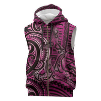 New Zealand Hammerhead Shark Sleeveless Zip Hoodie Maori Haehae Mangopare Pink LT14 Pink - Polynesian Pride