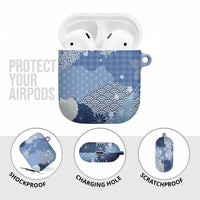 Blue Palaka Japanese Patterns AirPods Case Asanoha Seigaiha Sakura Motif LT14 - Polynesian Pride