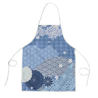 Blue Palaka Japanese Patterns Apron Asanoha Seigaiha Sakura Motif LT14 Blue - Polynesian Pride