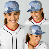 Blue Japanese Traditional Motifs Baseball Net Cap Palaka With Asanoha Seigaiha Sakura LT14 - Polynesian Pride