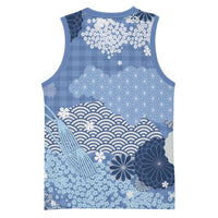 Blue Palaka Japanese Patterns Basketball Jersey Asanoha Seigaiha Sakura Motif LT14 - Polynesian Pride