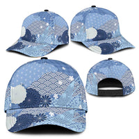 Blue Japanese Traditional Motifs Classic Cap Palaka With Asanoha Seigaiha Sakura LT14 - Polynesian Pride