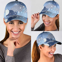 Blue Japanese Traditional Motifs Classic Cap Palaka With Asanoha Seigaiha Sakura LT14 - Polynesian Pride