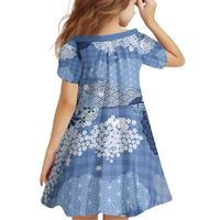 Blue Palaka Japanese Patterns Family Matching Off Shoulder Maxi Dress and Hawaiian Shirt Asanoha Seigaiha Sakura Motif - Polynesian Pride