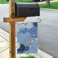 Blue Palaka Japanese Patterns Garden Flag Asanoha Seigaiha Sakura Motif - Polynesian Pride