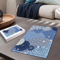 Blue Palaka Japanese Patterns Puzzle Asanoha Seigaiha Sakura Motif LT14 - Polynesian Pride