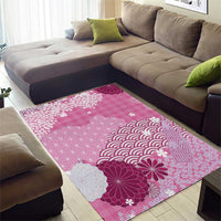 Pink Palaka Japanese Patterns Area Rug Asanoha Seigaiha Sakura Motif - Polynesian Pride