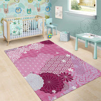 Pink Palaka Japanese Patterns Area Rug Asanoha Seigaiha Sakura Motif - Polynesian Pride