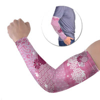 Pink Palaka Japanese Patterns Arm Sleeves Asanoha Seigaiha Sakura Motif LT14 Set of 2 Pink - Polynesian Pride