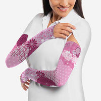 Pink Palaka Japanese Patterns Arm Sleeves Asanoha Seigaiha Sakura Motif LT14 - Polynesian Pride