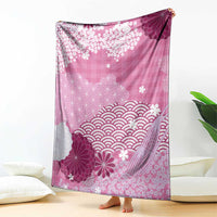 Pink Palaka Japanese Patterns Blanket Asanoha Seigaiha Sakura Motif - Polynesian Pride