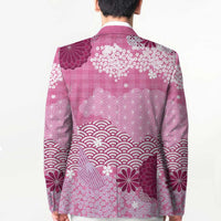 Pink Palaka Japanese Patterns Blazer Asanoha Seigaiha Sakura Motif LT14 - Polynesian Pride