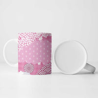 Pink Palaka Japanese Patterns Ceramic Mug Asanoha Seigaiha Sakura Motif - Polynesian Pride