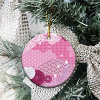 Pink Palaka Japanese Patterns Ceramic Ornament Asanoha Seigaiha Sakura Motif LT14 - Polynesian Pride