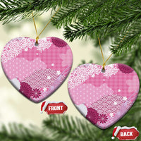 Pink Palaka Japanese Patterns Ceramic Ornament Asanoha Seigaiha Sakura Motif LT14 Heart Pink - Polynesian Pride