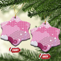 Pink Palaka Japanese Patterns Ceramic Ornament Asanoha Seigaiha Sakura Motif LT14 Snow Flake Pink - Polynesian Pride