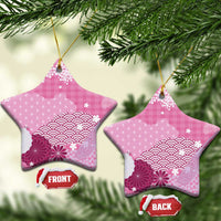 Pink Palaka Japanese Patterns Ceramic Ornament Asanoha Seigaiha Sakura Motif LT14 Star Pink - Polynesian Pride