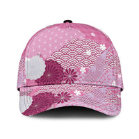 Pink Japanese Traditional Motifs Classic Cap Palaka With Asanoha Seigaiha Sakura LT14 Universal Fit Pink - Polynesian Pride
