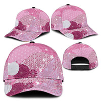 Pink Japanese Traditional Motifs Classic Cap Palaka With Asanoha Seigaiha Sakura LT14 - Polynesian Pride