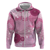Pink Palaka Japanese Patterns Hoodie Asanoha Seigaiha Sakura Motif - Polynesian Pride