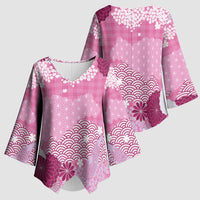 Pink Palaka Japanese Patterns Kimono Sleeve Blouse Asanoha Seigaiha Sakura Motif LT14 - Polynesian Pride