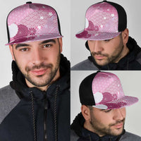 Pink Japanese Traditional Motifs Mesh Trucker Cap Palaka With Asanoha Seigaiha Sakura LT14 - Polynesian Pride
