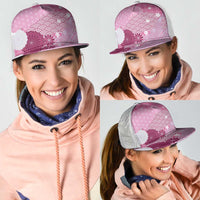 Pink Japanese Traditional Motifs Mesh Trucker Cap Palaka With Asanoha Seigaiha Sakura LT14 - Polynesian Pride