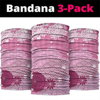 Pink Palaka Japanese Patterns Neck Gaiter Asanoha Seigaiha Sakura Motif - Polynesian Pride
