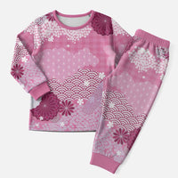Pink Palaka Japanese Patterns Christmas Pajama Set Asanoha Seigaiha Sakura Motif LT14 Men Pink - Polynesian Pride