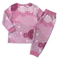 Pink Palaka Japanese Patterns Christmas Pajama Set Asanoha Seigaiha Sakura Motif LT14 - Polynesian Pride
