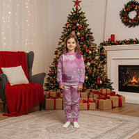 Pink Palaka Japanese Patterns Christmas Pajama Set Asanoha Seigaiha Sakura Motif LT14 Kid Pink - Polynesian Pride