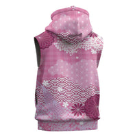Pink Palaka Japanese Patterns Sleeveless Zip Hoodie Asanoha Seigaiha Sakura Motif LT14 - Polynesian Pride