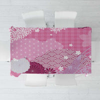 Pink Palaka Japanese Patterns Tablecloth Asanoha Seigaiha Sakura Motif - Polynesian Pride