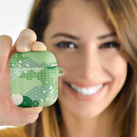 Green Palaka Japanese Patterns AirPods Case Asanoha Seigaiha Sakura Motif LT14 - Polynesian Pride