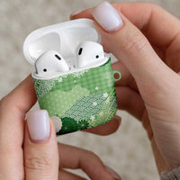 Green Palaka Japanese Patterns AirPods Case Asanoha Seigaiha Sakura Motif LT14 - Polynesian Pride