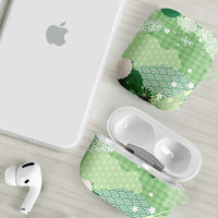 Green Palaka Japanese Patterns AirPods Case Asanoha Seigaiha Sakura Motif LT14 - Polynesian Pride