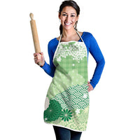 Green Palaka Japanese Patterns Apron Asanoha Seigaiha Sakura Motif LT14 - Polynesian Pride