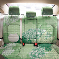 Green Palaka Japanese Patterns Back Car Seat Cover Asanoha Seigaiha Sakura Motif - Polynesian Pride