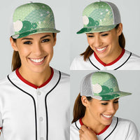 Green Japanese Traditional Motifs Baseball Net Cap Palaka With Asanoha Seigaiha Sakura LT14 - Polynesian Pride