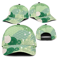 Green Japanese Traditional Motifs Classic Cap Palaka With Asanoha Seigaiha Sakura LT14 - Polynesian Pride