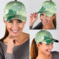 Green Japanese Traditional Motifs Classic Cap Palaka With Asanoha Seigaiha Sakura LT14 - Polynesian Pride