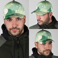 Green Japanese Traditional Motifs Classic Cap Palaka With Asanoha Seigaiha Sakura LT14 - Polynesian Pride