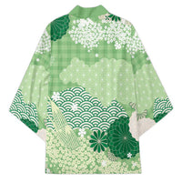 Green Palaka Japanese Patterns Kimono Asanoha Seigaiha Sakura Motif - Polynesian Pride