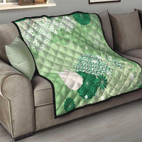 Green Palaka Japanese Patterns Quilt Asanoha Seigaiha Sakura Motif - Polynesian Pride