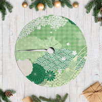 Green Palaka Japanese Patterns Tree Skirt Asanoha Seigaiha Sakura Motif LT14 Casual Green - Polynesian Pride