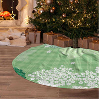 Green Palaka Japanese Patterns Tree Skirt Asanoha Seigaiha Sakura Motif LT14 - Polynesian Pride